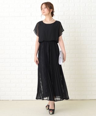 Lace Ladies/袖無しシフォンレースロングワンピースドレス/503711305