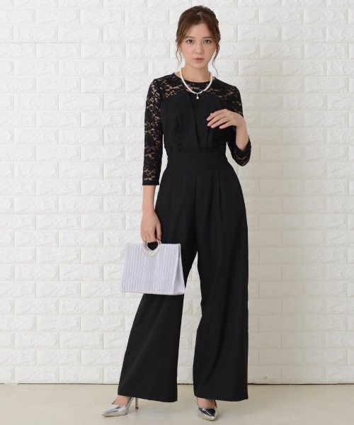 セール 七分袖レース パンツドレス パーティードレス レースレディース Lace Ladies Magaseek
