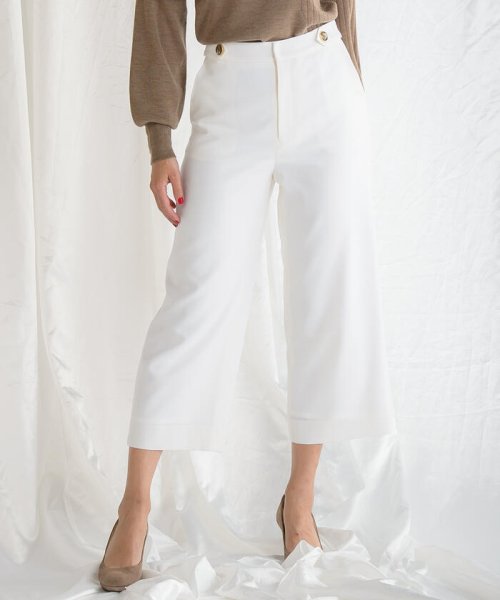 セール ウエストボタンクロップドワイドパンツ ビアッジョブルー Viaggio Blu Magaseek