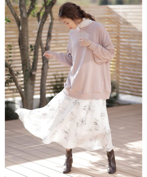 セール 線画花フレア スカート イング Ingni Magaseek