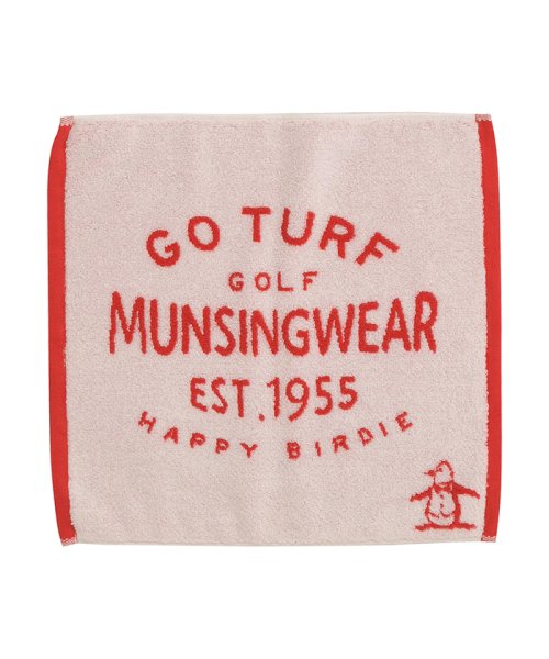 Munsingwear(マンシングウェア)/『Basic』パイルジャカードゴルフタオル【アウトレット】/ホワイト×オレンジ