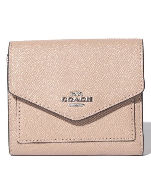 COACH(コーチ)/【COACH】三つ折り財布 スモール ウォレット クロスグレイン レザー/グレージュ