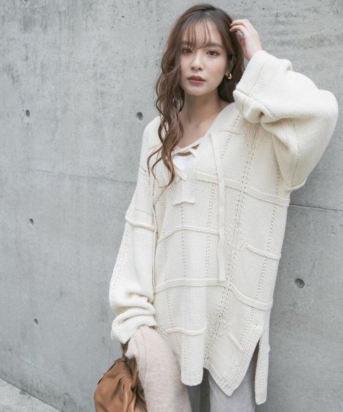 レースアップニットチュニックワンピース ビッキー Vicky Magaseek