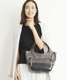 MK MICHEL KLEIN BAG(エムケーミッシェルクランバッグ)/フェイクレザー セパレートトートバッグ/ダークグレー