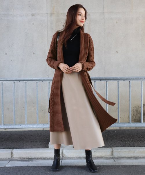 ケーブルニットロングカーディガン ブルーイースト Blueeast Magaseek