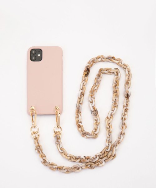 ar/mg(エーアールエムジー)/【Bs】【it】【IPHORIA】【17182， 17183， 17187， 17181】Soft Touch Necklace Case for Apple /ピンクベージュ