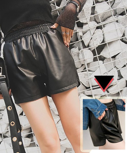 セール ボードショートパンツ レディース フェイクレザーショートパンツ レザーパンツ 短パン ショーパン 革 ボトムス 黒 ブラック 無地 シンプル ショッピングゴー Shoppinggo Magaseek