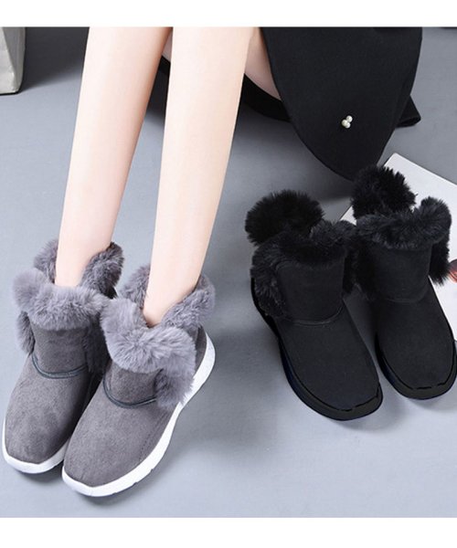 セール ショートブーツ ムートンブーツ レディース シューズ 美脚 ムボアブーツ 冬 ファーシューズ ローヒール 暖かい 防寒 軽量 ショッピングゴー Shoppinggo Magaseek