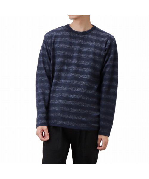 MAC HOUSE(men)(マックハウス（メンズ）)/NAVY ネイビー ミルボーダークルーネックロングスリーブTシャツ MH/03709FW/ネイビー