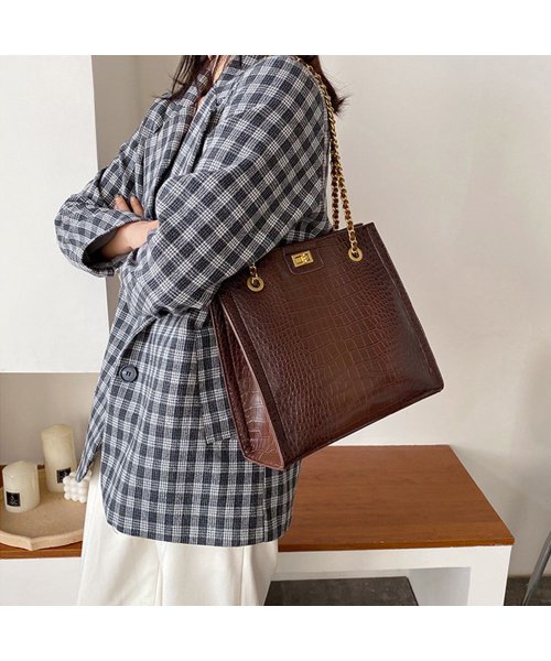 セール クロコ型押し トートバッグ レディース Puレザーハンドバッグ 大人可愛い 肩掛けバッグ おしゃれ チェーンショルダーバッグ 2way ミニミニストア Miniministore Magaseek