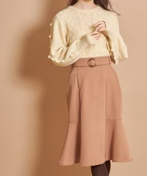 tocco closet luxe(トッコクローゼットリュクス)/ベッコウバックルベルト付きマーメイドスカート/Mocha