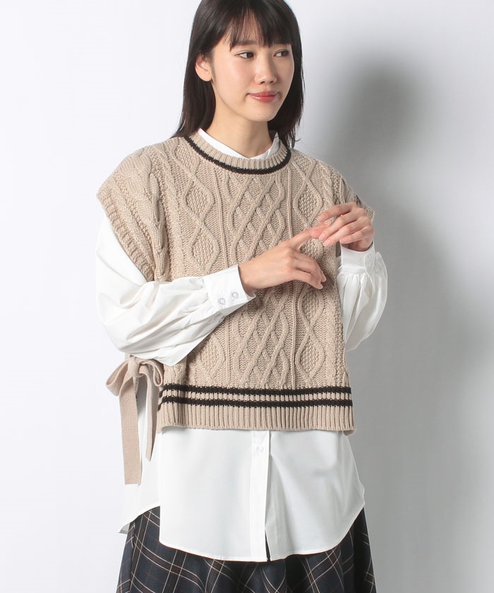 セール 3gライン入りケーブルベスト シャツset イング Ingni Magaseek