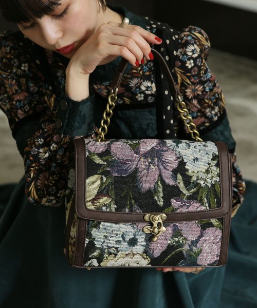 花柄ゴブラン2wayデザインショルダーバッグ オシャレウォーカー Osharewalker Magaseek