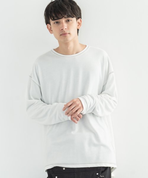 カットソー メンズ レディース 長袖 ロングtシャツ インナー カジュアル きれいめ ビッグシルエット ドロップショルダー 無地 シンプル ポンチ ステッチ リ ロッキーモンロー Rocky Monroe Magaseek