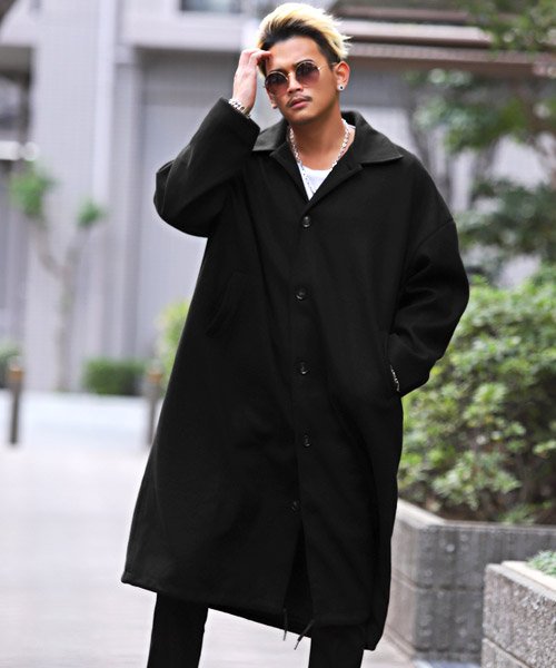 セール ビッグシルエットステンカラーコート ステンカラーコート メンズ コート メルトン ビッグシルエット ラグスタイル Luxstyle Magaseek