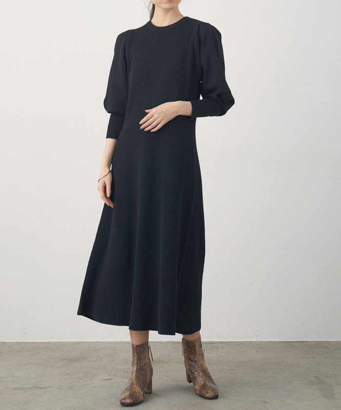 セール ボリュームスリーブフレアニットワンピース ビス Vis Magaseek