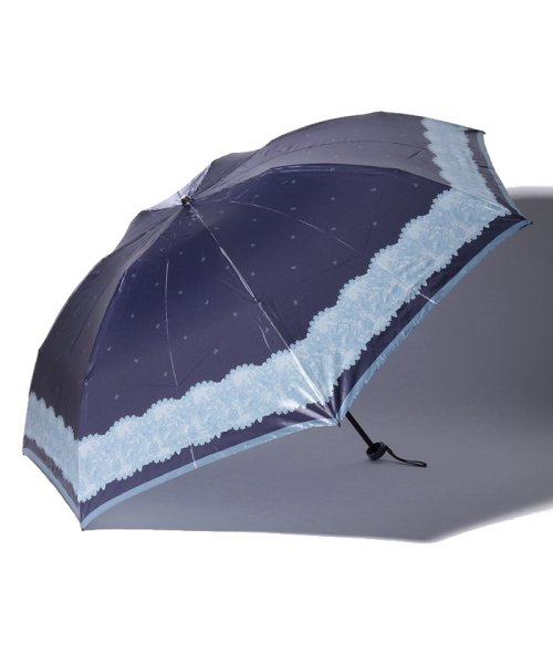 LANVIN Collection(umbrella)(ランバンコレクション（傘）)/LANVIN COLLECTION 折りたたみ傘 ”サテンレース”/ネイビーブルー