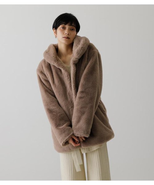 AZUL by moussy(アズールバイマウジー)/FLUFFY SHAWL COLLAR COAT/BEG