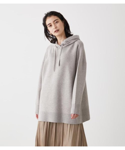 AZUL by moussy(アズールバイマウジー)/SIDE SLIT KNIT HOODIE/L/BEG1