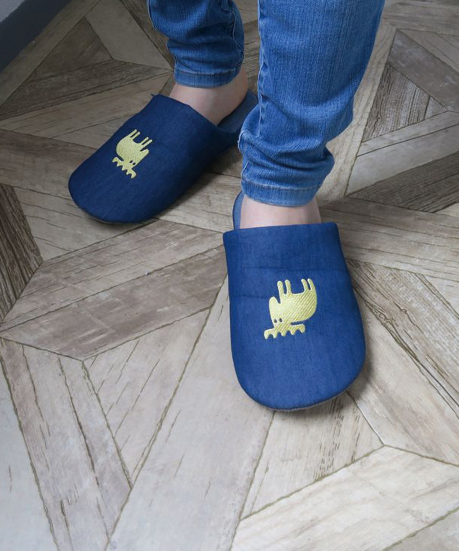 moz ストレッチデニムスリッパ イエロー M