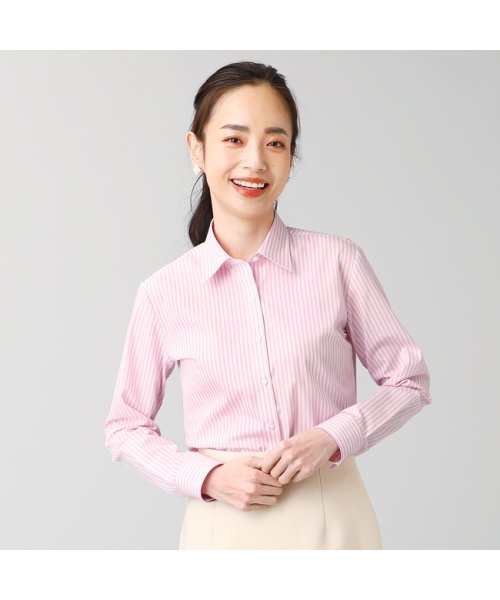 TOKYO SHIRTS(TOKYO SHIRTS)/形態安定 レギュラー衿 再生ポリエステル 長袖ビジネスワイシャツ/ピンク・レッド
