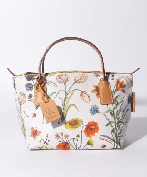 ROBERTA PIERI(ロベルタピエリ)/【RobertaPieri】[〇]Robertina Mini Duffle（ND） Flower Nature Collection ロベルタピエリ ハンドバ/WHITE