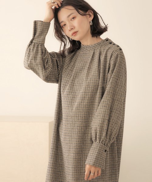 セール Web限定 起毛チェックスタンドカラーワンピース バブ Bab Magaseek