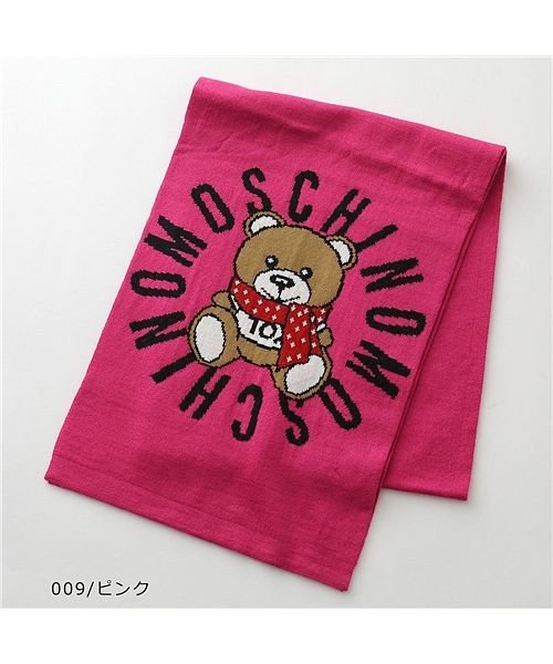 MOSCHINO(モスキーノ)/【MOSCHINO(モスキーノ)】30673 M2333 ウール混 ニット マフラー ストール テディベア ロゴ レディース/ピンク