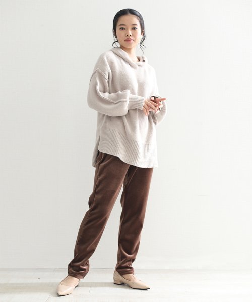 aimoha(aimoha（アイモハ）)/毛布のような肌ざわり裏起毛 暖かテーパードタイプパンツ/ブラウン