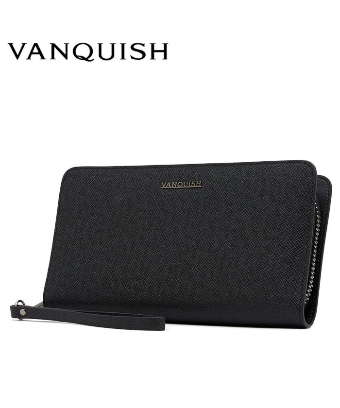 ヴァンキッシュ Vanquish パスポートケース パスケース カードケース メンズ ラウンドファスナー 本革 Passport Case ブラック 黒 Vqm ヴァンキッシュ Vanquish Magaseek