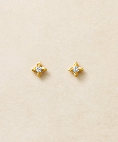 セカンドピアス K18ミニフラワーピアス0 04ct Yg テイクアップ Take Up Magaseek