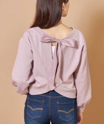 tocco closet(トッコクローゼット)/【道重さゆみさん着用】袖口パール装飾りぼん付きバックシャンポンチトップス/DUSTY PINK