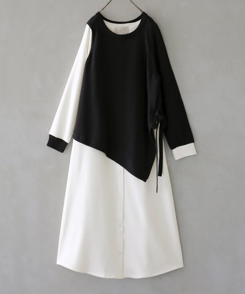 ニットレイヤード風シャツワンピース オシャレウォーカー Osharewalker Magaseek