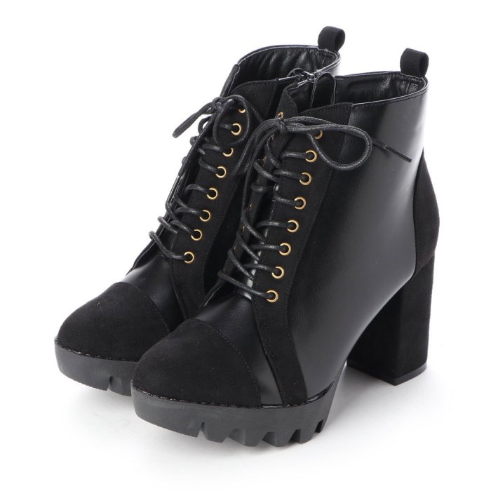 セール 9cm ヒール 異素材コンビ レースアップ ショートブーツ アタガール Atta Girl Magaseek
