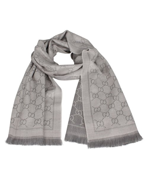 グッチ Gucci マフラー スカーフ メンズ レディース イタリア製 Scarf ライト グレー ブラウン g0 グッチ Gucci Magaseek