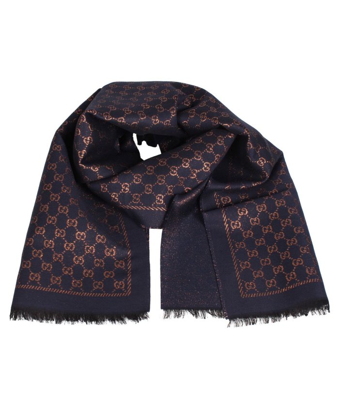 グッチ Gucci マフラー スカーフ メンズ レディース イタリア製 Scarf ネイビー g187 グッチ Gucci Magaseek