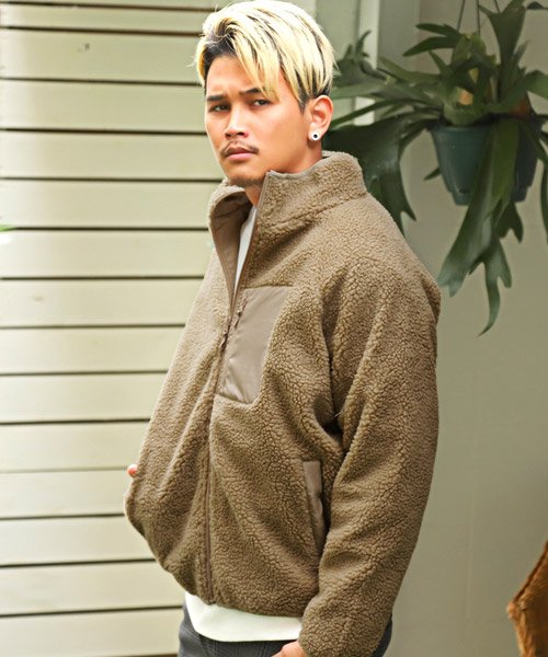 セール 15 Off 防風ボアジャケット ボア ジャケット メンズ スタンドジャケット シープボア ラグスタイル Luxstyle Magaseek