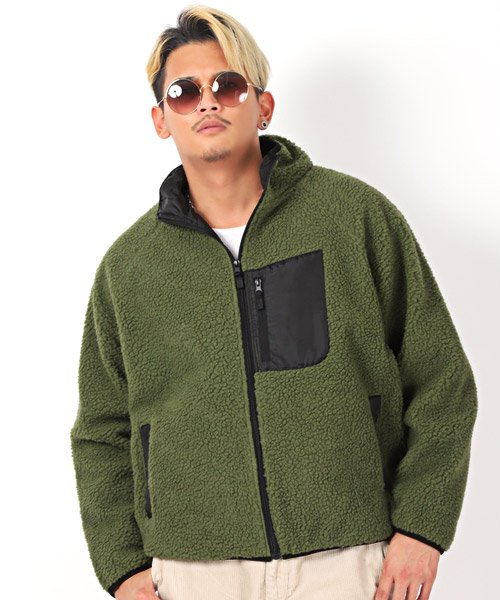 防風ボアジャケット ボア ジャケット メンズ スタンドジャケット シープボア ラグスタイル Luxstyle Magaseek