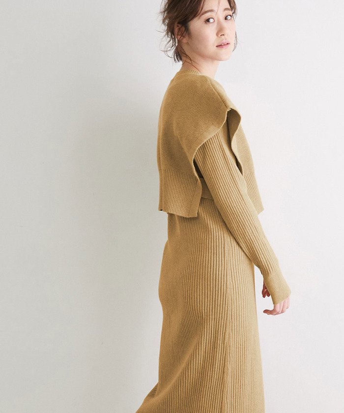 マシンウォッシャブル ベスト付きニットワンピース ロペピクニック Rope Picnic Magaseek