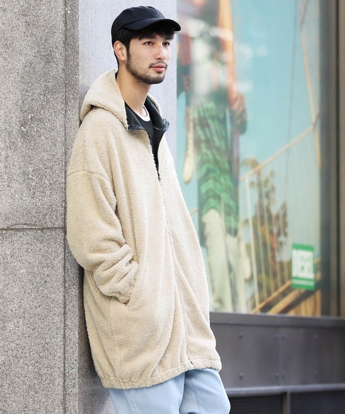 ボアジップコート ボア ロング コート ジップ パーカー ブルゾン メンズ ジャケット アウター ビッグシルエット ジギーズショップ Jiggys Shop Magaseek