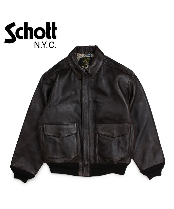 セール ショット Schott ジャケット ボンバージャケット メンズ Mens Waxy Oiled Lambskin A 2 Bomber Jacket ブラウン ショット Schott Magaseek