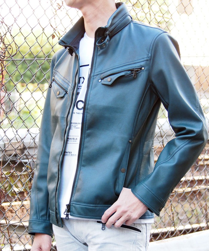 ライダースジャケット(ブルー・ネイビー・青色)のファッション通販 