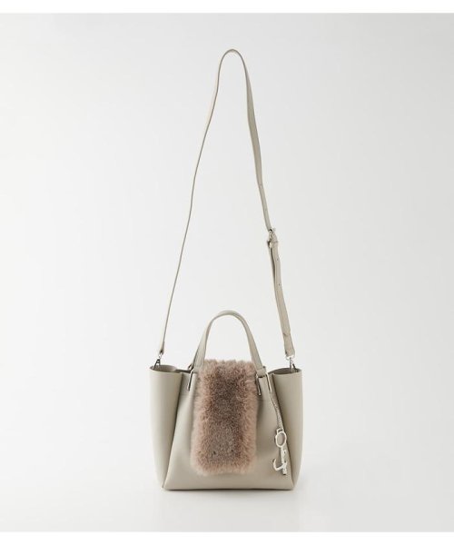 AZUL by moussy(アズールバイマウジー)/ECO FUR FLAP TOTE BAG/L/BEG1