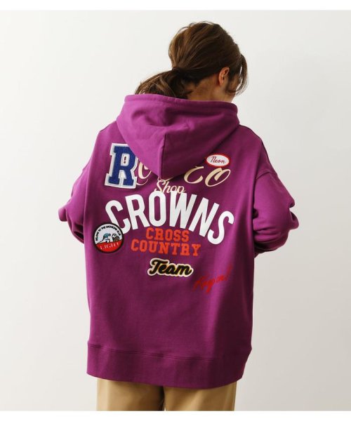 RODEO CROWNS WIDE BOWL(ロデオクラウンズワイドボウル)/W MIX PATCH HOODIE/D/PUR3