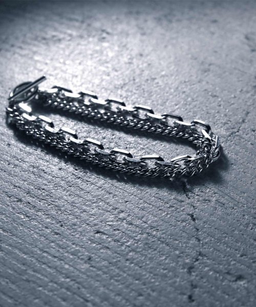 MAISON mou(メゾンムー)/【YArKA/ヤーカ】silver925 thick flat & oval chain bracelet [F918]/喜平&楕円ミックスブレスレット シルバ/シルバー