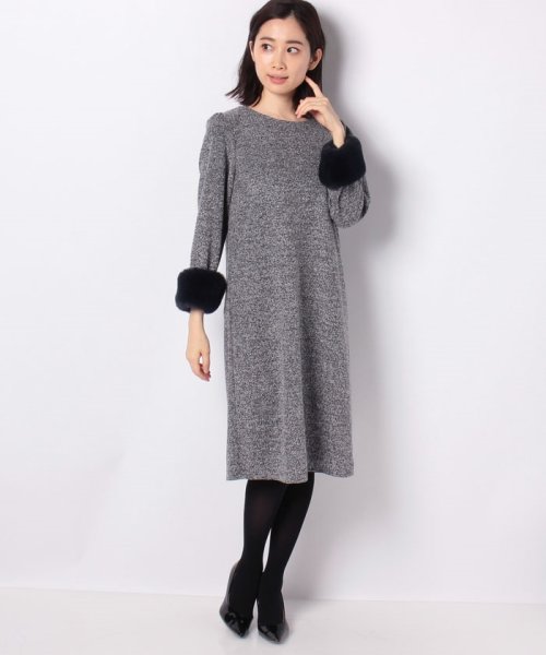 セール ニットツイード袖フェイクファーワンピース インタープラネット Interplanet Magaseek
