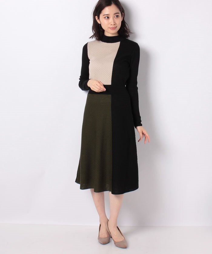 セール 49 Off ダイヤ柄インターシャ配色ニットワンピース インタープラネット Interplanet Magaseek
