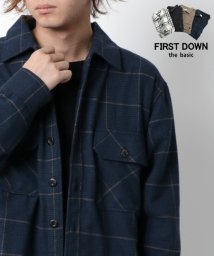 MARUKAWA(マルカワ)/【FIRST DOWN】ファーストダウン チェックシャツ メンズ 裏シャギー 裏起毛 長袖 レギュラーシャツ アメカジ カジュアル きれいめ あったか/ネイビー