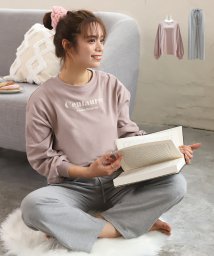 ロゴ入り長袖ルームウェア 柄 春 夏 レディース 長袖 セットアップ カジュアル 部屋着 上下セット ロゴ ルームウェア パンツ ラフ ゆったり 袖ボリューム アドティエ Ad Thie Magaseek