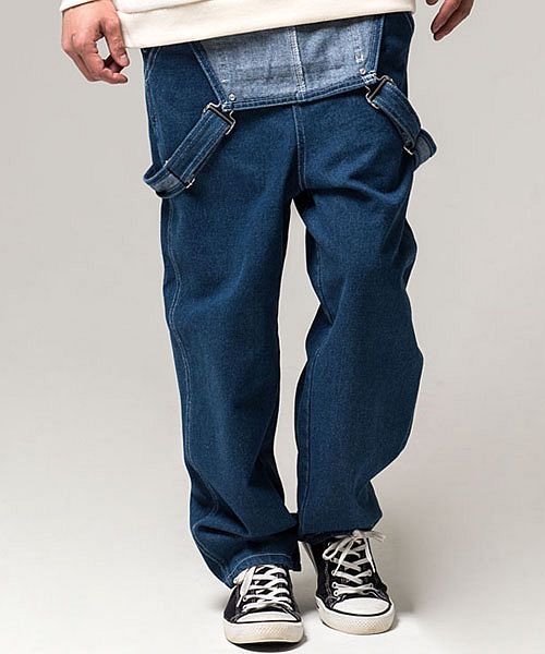 キャバリア Cavaria メンズ キャバリア サロペット デニムパンツ ワークパンツ ワイドパンツ シンプル ブルー ワンウォッシュ ホワイト ブリーチ キャバリア Cavaria Magaseek